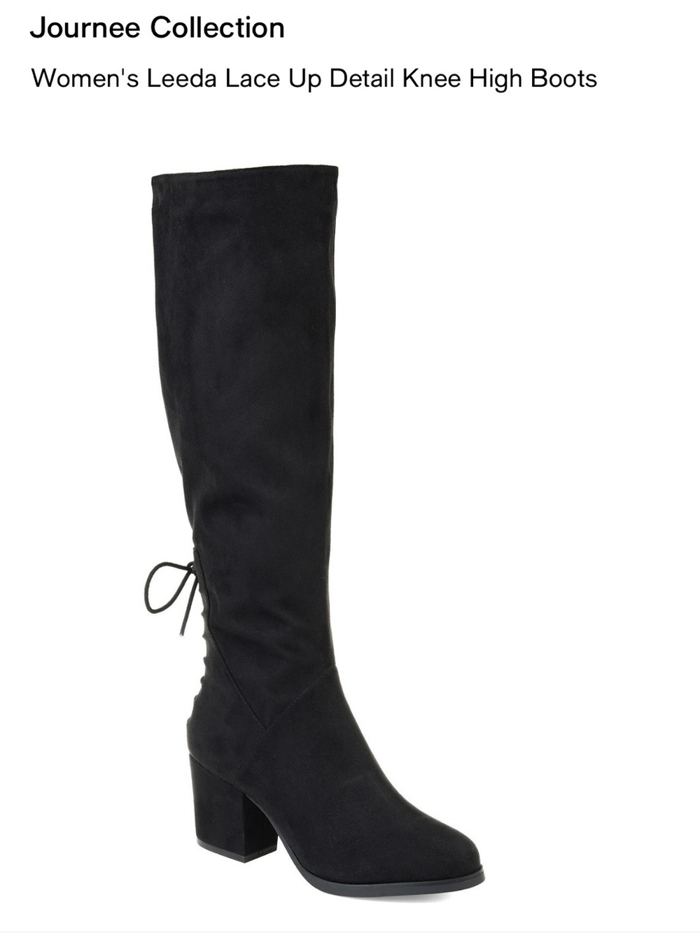 Journee Collection Black Over-the-Knee Lace-Up Block Heel Boots